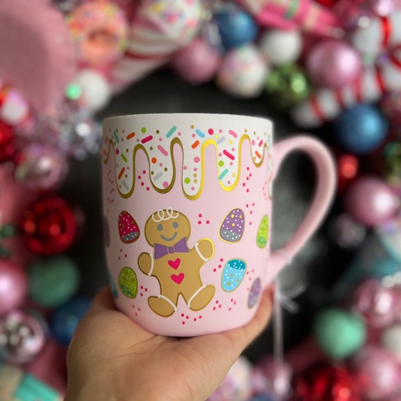 LAST ONE✨NEW🍪Peppermint and Pine Soft Touch Pink Gingerbread and Candy Mug🍭 - Picture 4 of 8